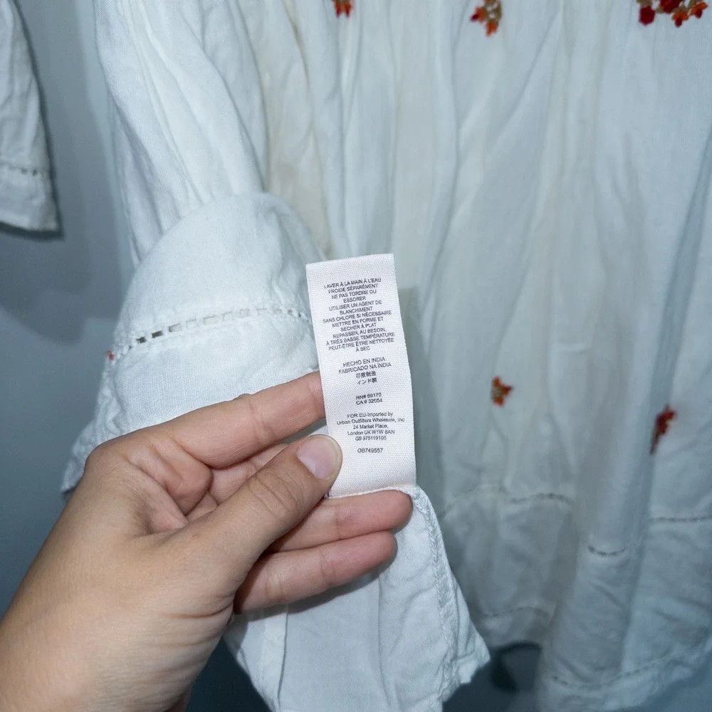 Free People‎ Ivory White Counting Daisies Embroidered Mini Dress Medium